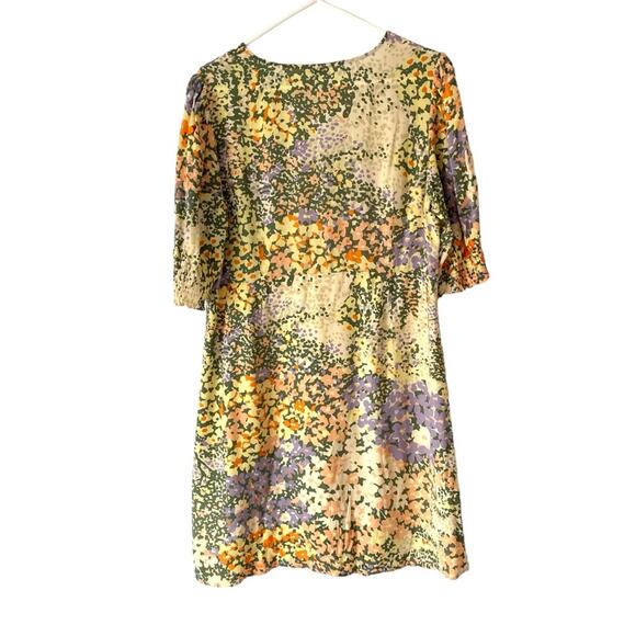 Rails Roma Gardenia Floral Puff Sleeve Yellow Green Dress size XL V-neck Mini - Picture 7 of 10